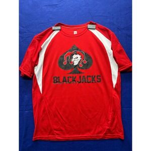 Teamwork Athletic Shirt Mens Large Red‎ Black Jacks Graphic Jersey